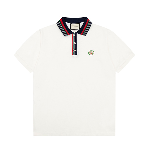 グッチ 半袖Tシャツ コピー GUCCI  ストライプカラーの双Gワンポイントポロシャツ