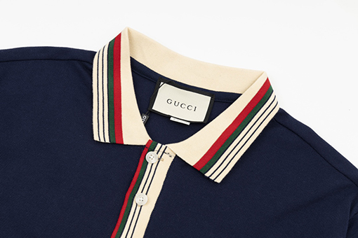 グッチ 半袖Tシャツ コピー GUCCI  ストライプカラーの双Gワンポイントポロシャツ