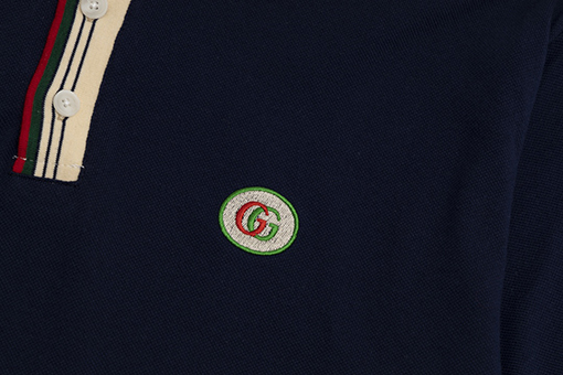 グッチ 半袖Tシャツ コピー GUCCI  ストライプカラーの双Gワンポイントポロシャツ