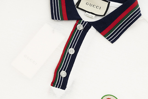 グッチ 半袖Tシャツ コピー GUCCI  ストライプカラーの双Gワンポイントポロシャツ