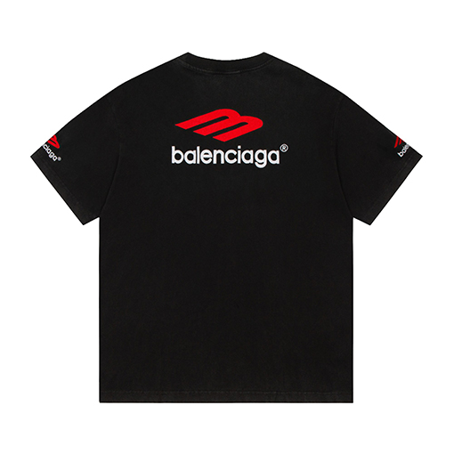バレンシアガ   ロゴ 刺しゅう加工 ウェザリング ショートスリーブTシャツ