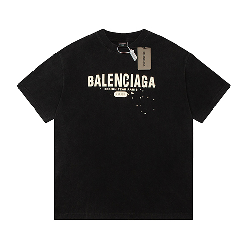 バレンシアガ 半袖Tシャツ 1917墨飛ばし プリントショートスリーブTシャツ