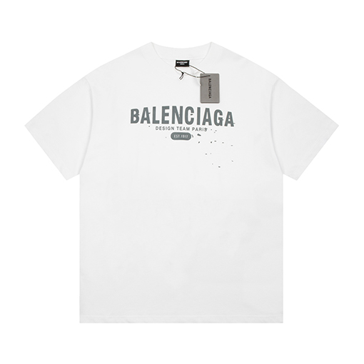 バレンシアガ 半袖Tシャツ 1917墨飛ばし プリントショートスリーブTシャツ