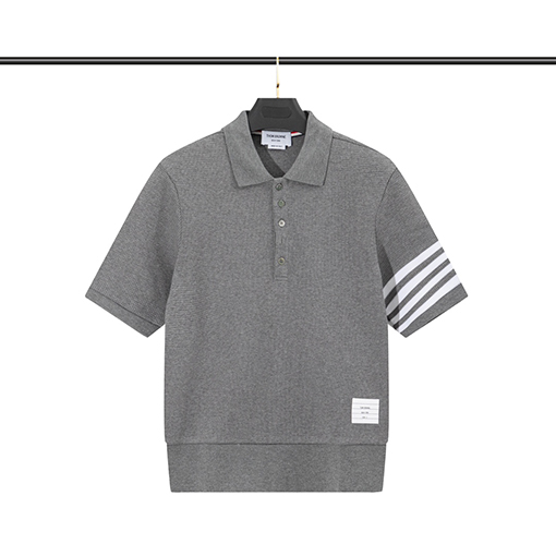 トムブラウン 半袖Tシャツ スーパーコピー THOM BROWNE ワッフル素材ターンダウンカラーショートスリーブ