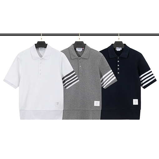 トムブラウン 半袖Tシャツ スーパーコピー THOM BROWNE ワッフル素材ターンダウンカラーショートスリーブ