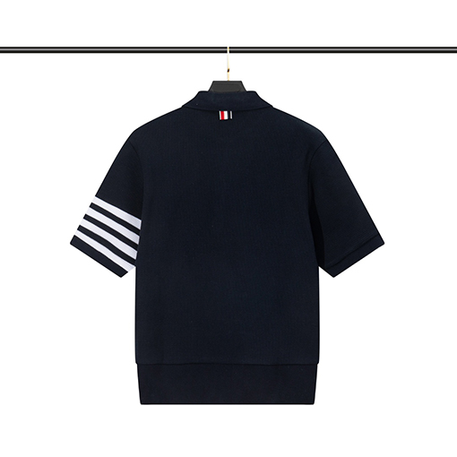 トムブラウン 半袖Tシャツ スーパーコピー THOM BROWNE ワッフル素材ターンダウンカラーショートスリーブ