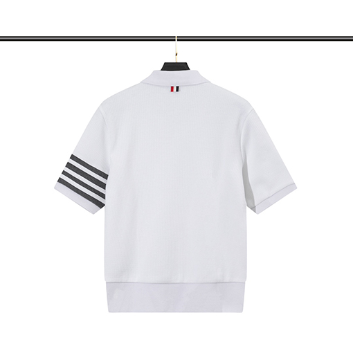 トムブラウン 半袖Tシャツ スーパーコピー THOM BROWNE ワッフル素材ターンダウンカラーショートスリーブ