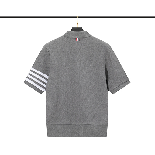 トムブラウン 半袖Tシャツ スーパーコピー THOM BROWNE ワッフル素材ターンダウンカラーショートスリーブ