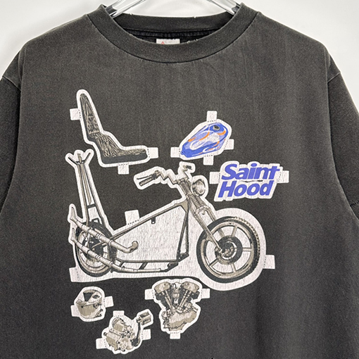 セント マイケル 半袖Tシャツ スーパーコピー SAINT MICHAEL X NEIGHBORHOOD スカルバイクティー