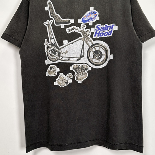 セント マイケル 半袖Tシャツ スーパーコピー SAINT MICHAEL X NEIGHBORHOOD スカルバイクティー