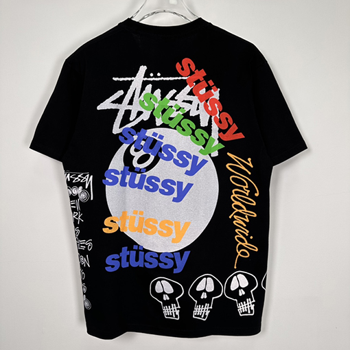 ステューシー 半袖Tシャツ スーパーコピー 夏日系列 グラフィティ ブラック8 ロゴ文字プリントショートスリーブTシャツ