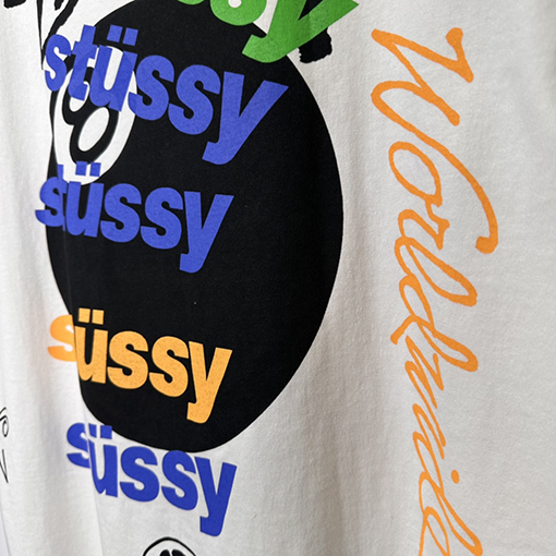 ステューシー 半袖Tシャツ スーパーコピー 夏日系列 グラフィティ ブラック8 ロゴ文字プリントショートスリーブTシャツ