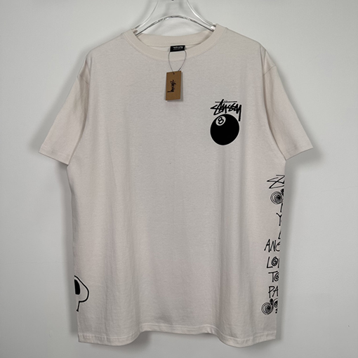 ステューシー 半袖Tシャツ スーパーコピー 夏日系列 グラフィティ ブラック8 ロゴ文字プリントショートスリーブTシャツ