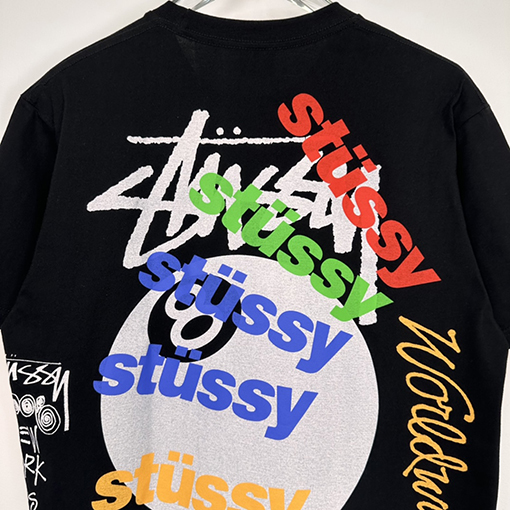 ステューシー 半袖Tシャツ スーパーコピー 夏日系列 グラフィティ ブラック8 ロゴ文字プリントショートスリーブTシャツ