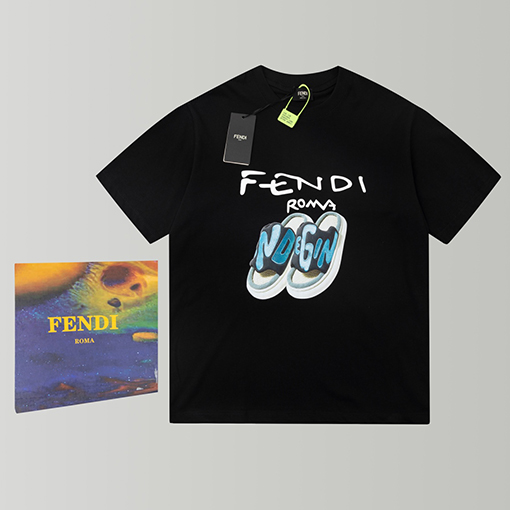 フェンディ 半袖Tシャツスーパーコピー  FENDI アルファベット柄スニーカー印刷ショートスリーブTシャツ カップルの絶妙なマッチング