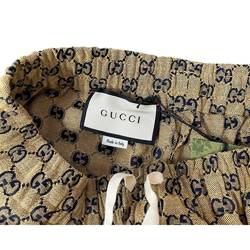 グッチメンズチノパンツ 皮バックル プリントフラワーロングパンツ