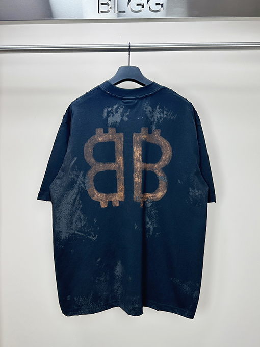 バレンシアガ半袖Tシャツ BALENCIAGA 手描きのダブルBショートスリーブTシャ