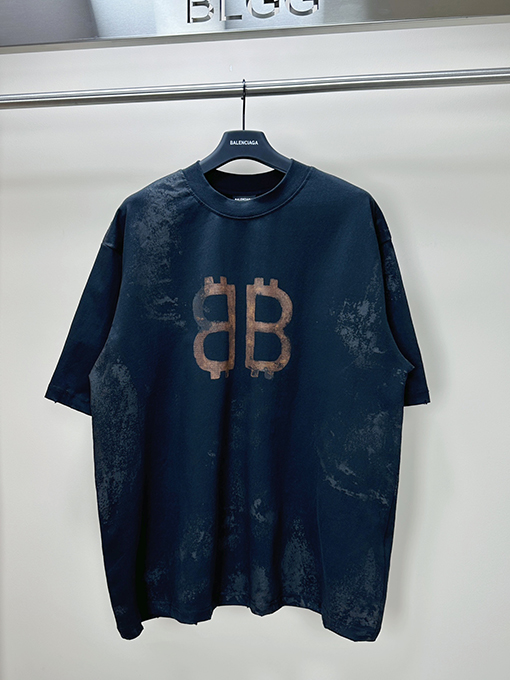 バレンシアガ半袖Tシャツ BALENCIAGA 手描きのダブルBショートスリーブTシャ