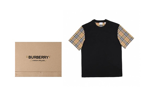 バーバリー半袖Tシャツスーパーコピー BURBERRY クラシックな袖のパッチワークチェック柄半袖