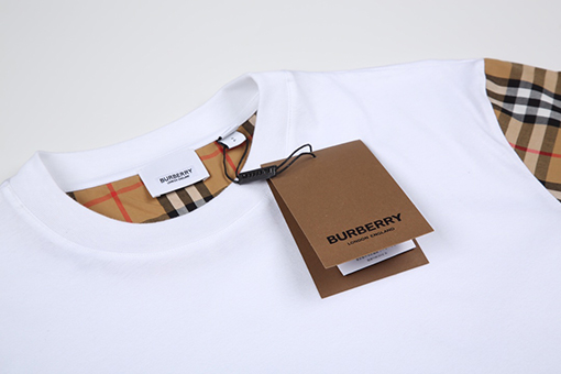 バーバリー半袖Tシャツスーパーコピー BURBERRY クラシックな袖のパッチワークチェック柄半袖
