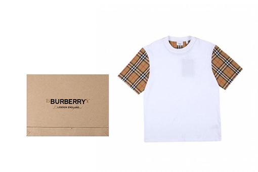 バーバリー半袖Tシャツスーパーコピー BURBERRY クラシックな袖のパッチワークチェック柄半袖