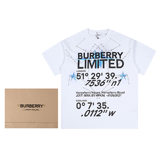 バーバリー半袖Tシャツコピー BURBERRY 星座プリントのコットンワイドシルエット半袖Tシャツ
