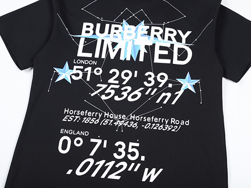 バーバリー半袖Tシャツコピー BURBERRY 星座プリントのコットンワイドシルエット半袖Tシャツ