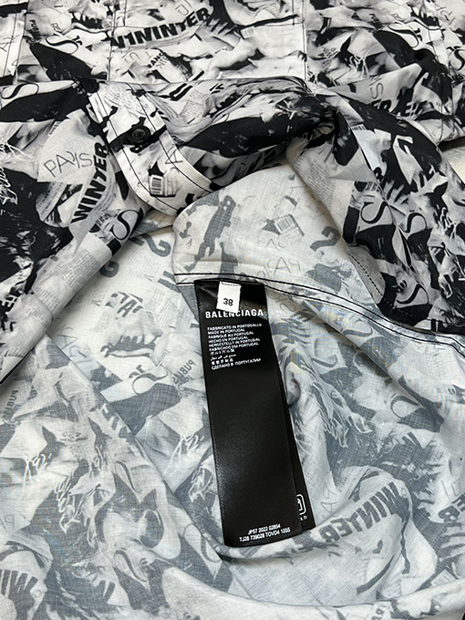 バレンシアガシャツ スーパーコピー BALENCIAGA 新聞プリント半袖シャツ