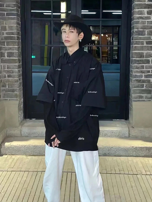 バレンシアガ シャツ コピー balenciaga ロゴプリントの半袖シャツ