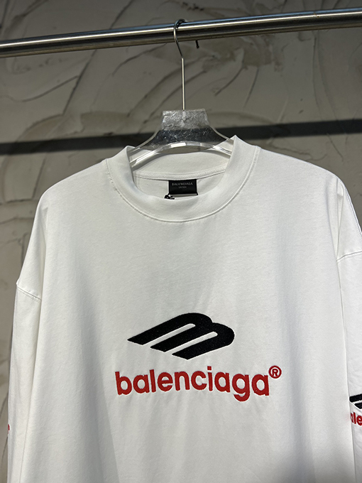 バレンシアガ 長袖  シャツ  BALENCIAGA ロゴ文字刺繍の長袖、色による定染生地、全新Mロゴ刺繍を使用