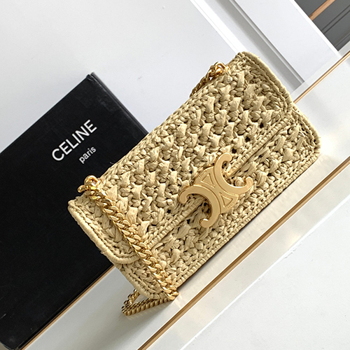 CELIN-E23夏限定TRIOMPHEボタニカルニットチェーンバッグ