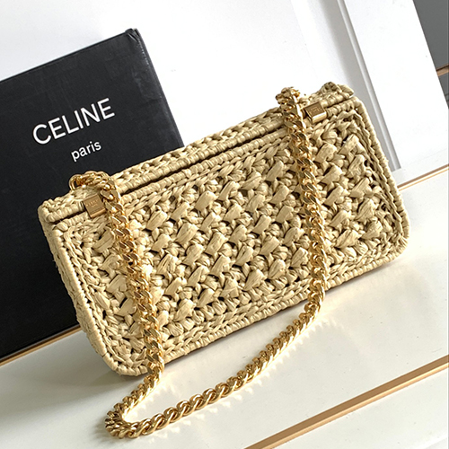 CELIN-E23夏限定TRIOMPHEボタニカルニットチェーンバッグ