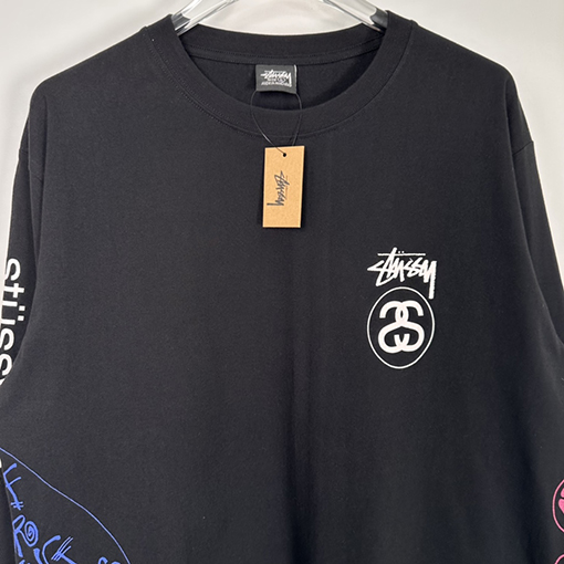 ステューシー長袖 Tシャツスーパーコピー STUSSY グラフィティパターンのダブルSロングスリーブTシャツ