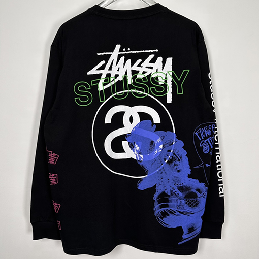 ステューシー長袖 Tシャツスーパーコピー STUSSY グラフィティパターンのダブルSロングスリーブTシャツ