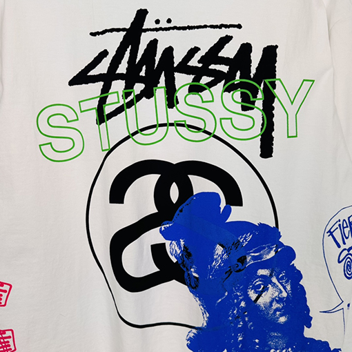 ステューシー長袖 Tシャツスーパーコピー STUSSY グラフィティパターンのダブルSロングスリーブTシャツ