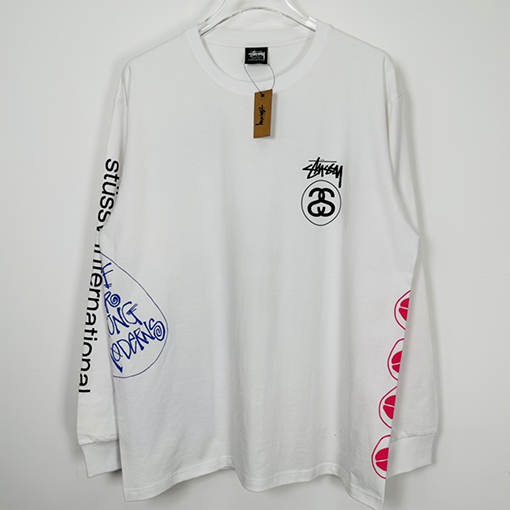 ステューシー長袖 Tシャツスーパーコピー STUSSY グラフィティパターンのダブルSロングスリーブTシャツ