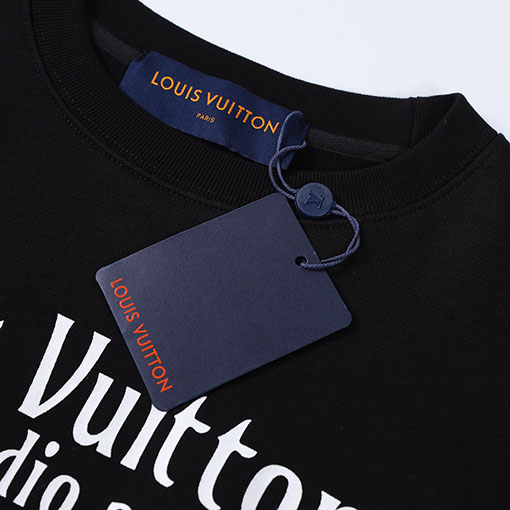 ヴィトン  スウェット Tシャツ ト  ロゴ文字プリントのラウンドネック長袖プルオーバー