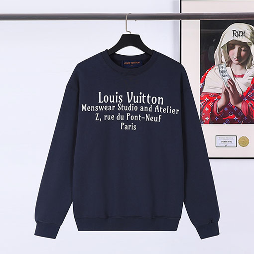 ヴィトン  スウェット Tシャツ ト  ロゴ文字プリントのラウンドネック長袖プルオーバー