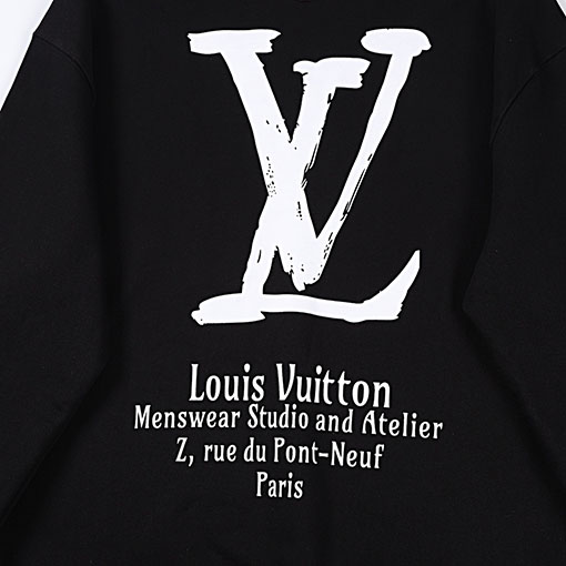 ヴィトン  スウェット Tシャツ ト  ロゴ文字プリントのラウンドネック長袖プルオーバー