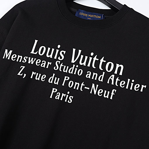 ヴィトン  スウェット Tシャツ ト  ロゴ文字プリントのラウンドネック長袖プルオーバー