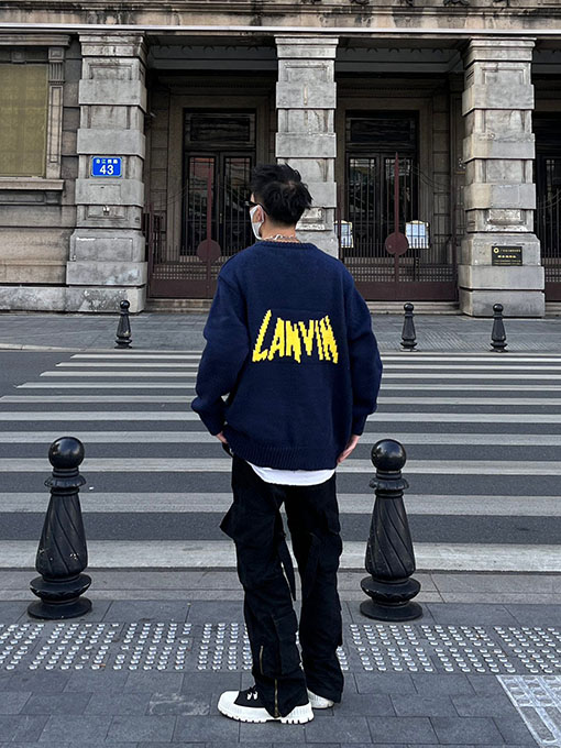 ランバンニットセータースーパーコピー Lanvin バットマンロゴのニットセーター