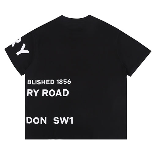 バーバリー半袖Tシャツコピー アシンメトリーなアルファベットワイドフィットホースフェリー大文字ロゴ半袖Tシャツ