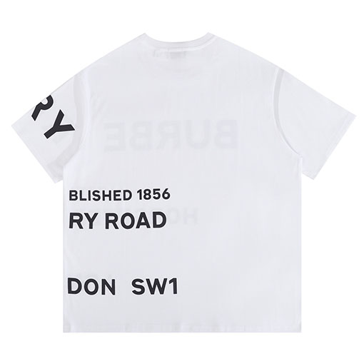 バーバリー半袖Tシャツコピー  アシンメトリーなアルファベットワイドフィットホースフェリー大文字ロゴ半袖Tシャツ