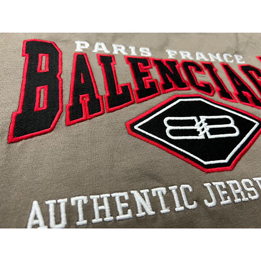 バレンシアガ 半袖Tシャツスーパーコピー BALENCIAGA赤い刺繍入りショートスリーブ