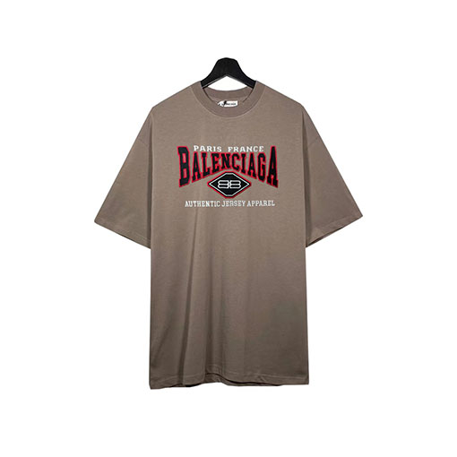 バレンシアガ 半袖Tシャツスーパーコピー BALENCIAGA赤い刺繍入りショートスリーブ