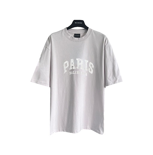 バレンシアガ 半袖Tシャツスーパーコピー 胸元にPARISプリントのショートスリーブ