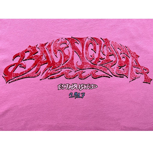 バレンシアガ 長袖 Tシャツコピー BALENCIAGA 火炎グラフィティのロゴ入り長袖Tシャツ ピンク,ネイビー