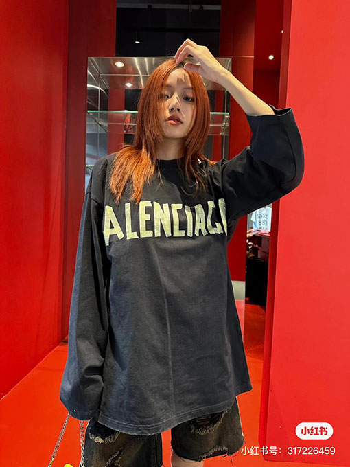 バレンシアガ 長袖 Tシャツコピー BALENCIAGA ビューティフルウェーブ・テープロングスリーブ