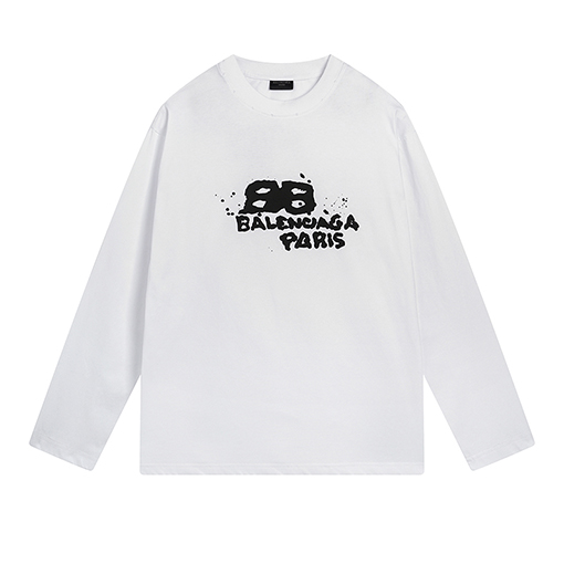 バレンシアガ 長袖 Tシャツコピー   BB手描きダビング風長袖Tシャツ