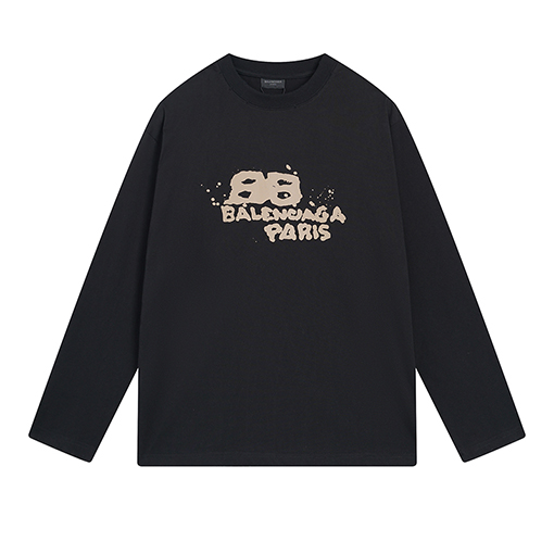 バレンシアガ 長袖 Tシャツコピー   BB手描きダビング風長袖Tシャツ